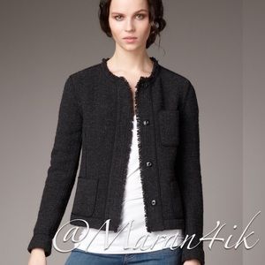 Vince Black Textured Tweed Blazer Jacket